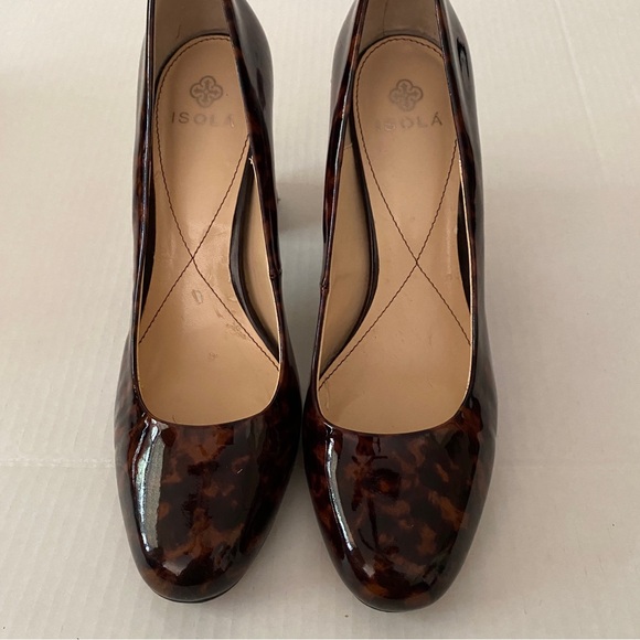 Idols Patent Faux Leather Elena Cinnamon Tortoise Round Toe BlockHeel Shoes 10 - Picture 11 of 12